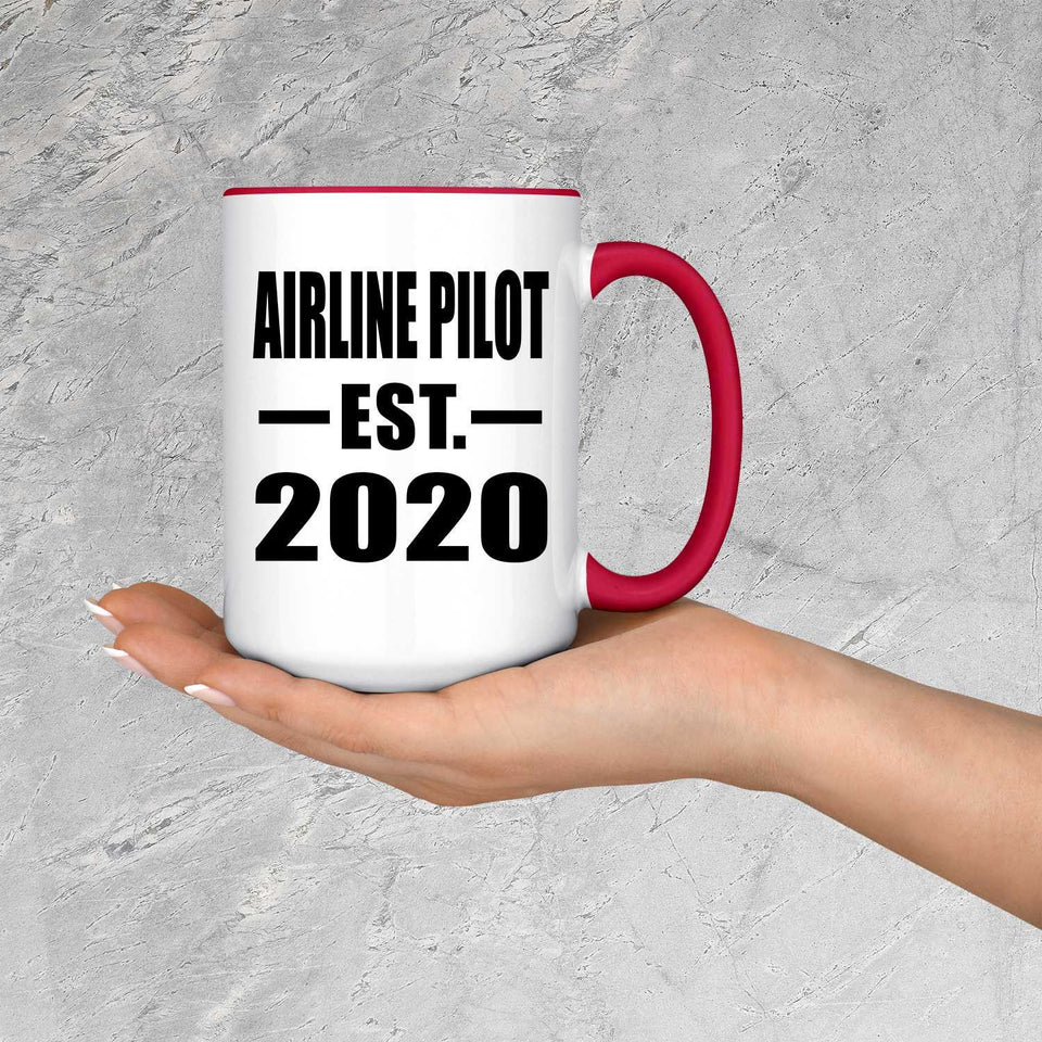Airline Pilot Established EST. 2020 - 15oz Accent Mug Red