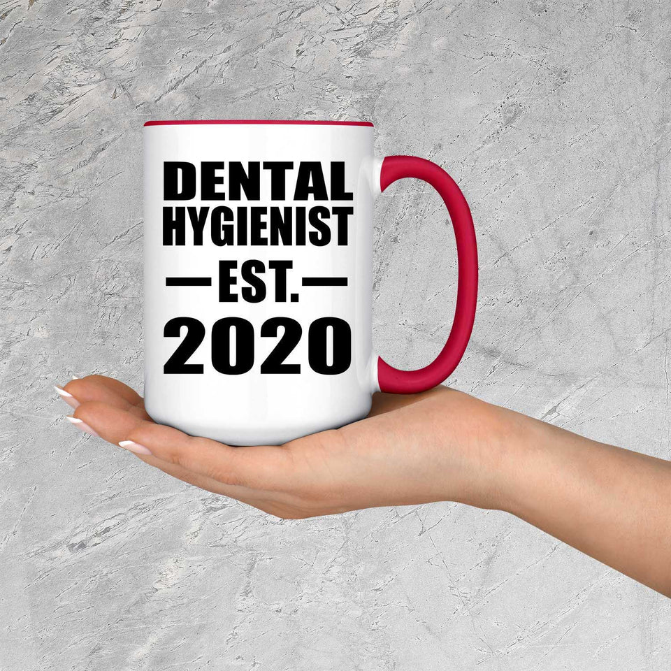 Dental Hygienist Established EST. 2020 - 15oz Accent Mug Red
