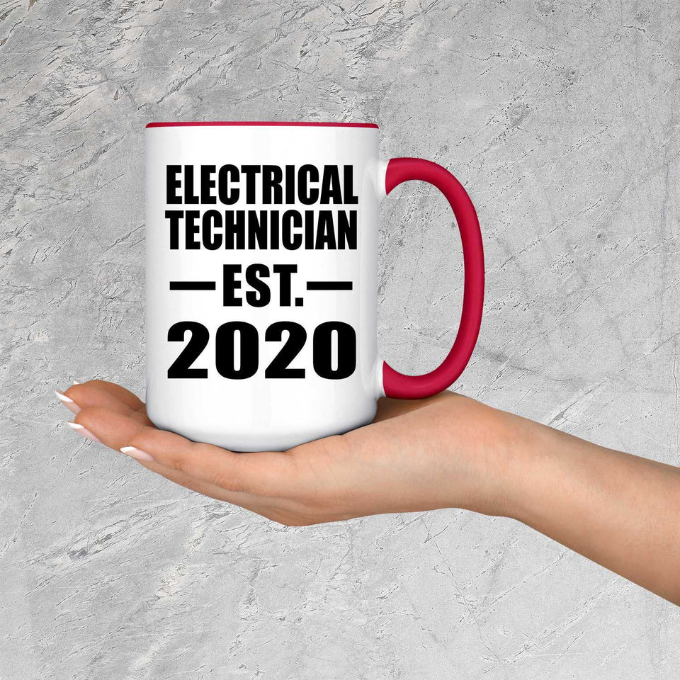 Electrical Technician Established EST. 2020 - 15oz Accent Mug Red