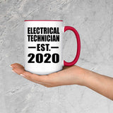 Electrical Technician Established EST. 2020 - 15oz Accent Mug Red