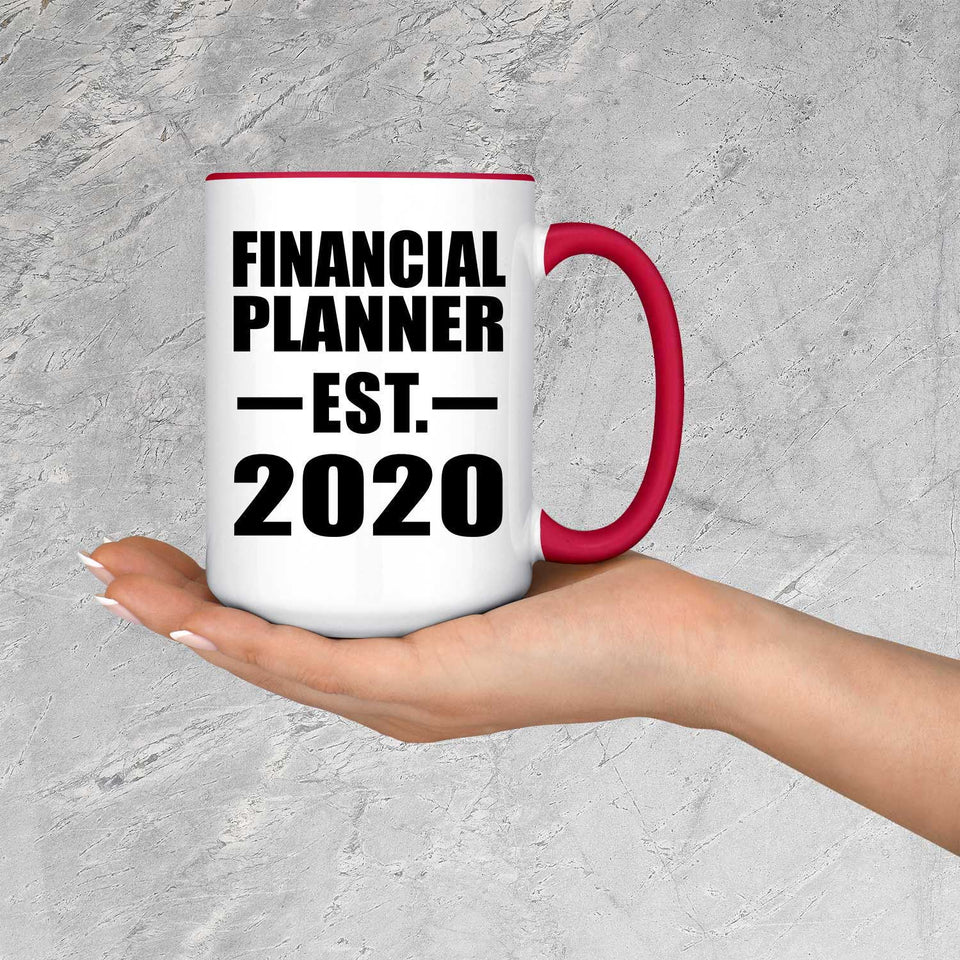 Financial Planner Established EST. 2020 - 15oz Accent Mug Red