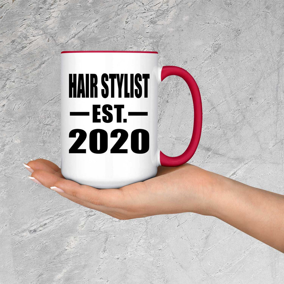 Hair Stylist Established EST. 2020 - 15oz Accent Mug Red