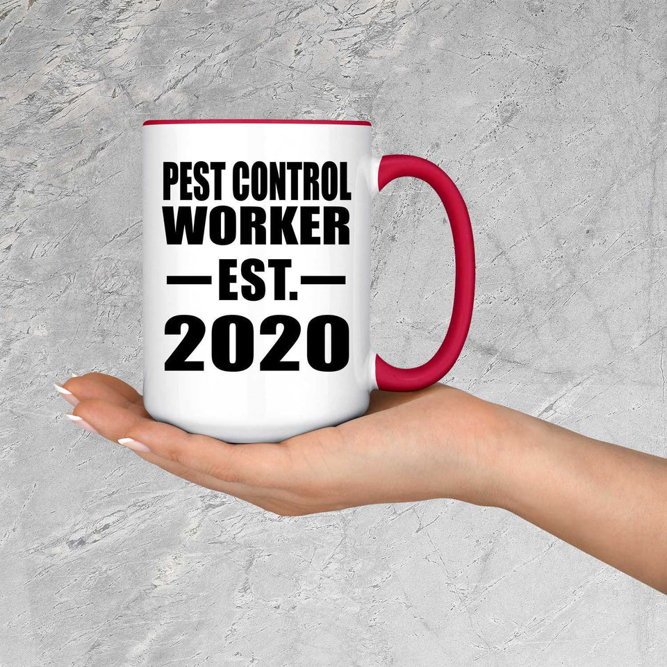 Pest Control Worker Established EST. 2020 - 15oz Accent Mug Red