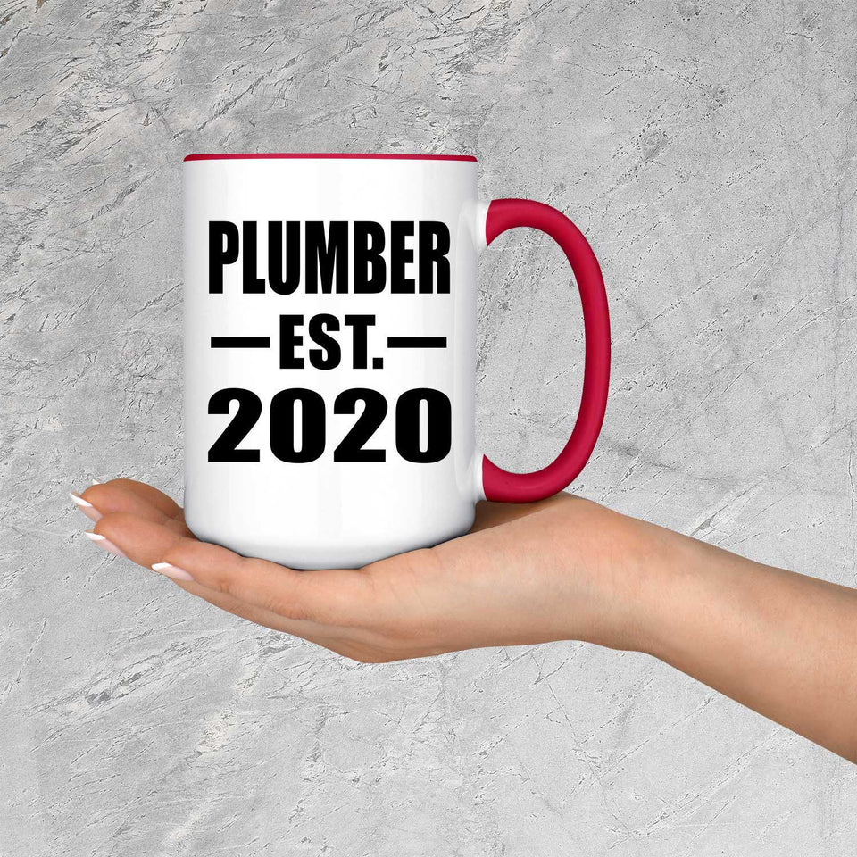 Plumber Established EST. 2020 - 15oz Accent Mug Red
