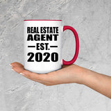Real Estate Agent Established EST. 2020 - 15oz Accent Mug Red