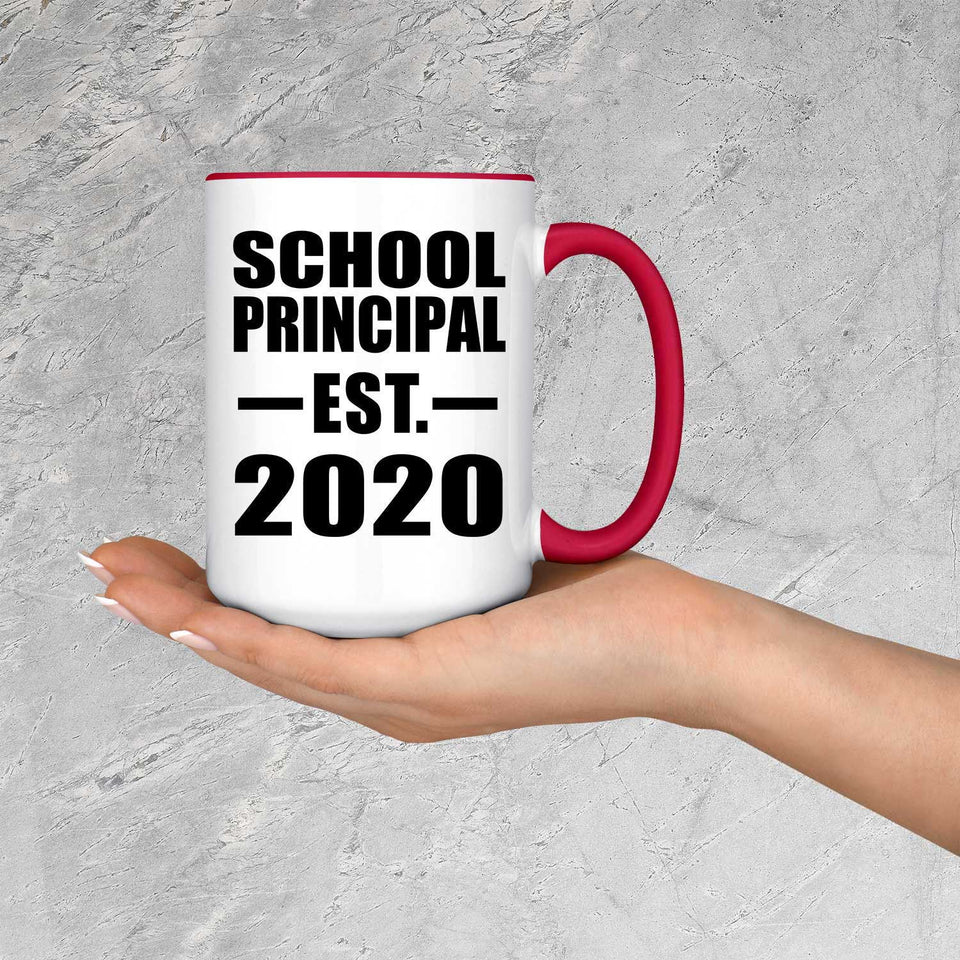 School Principal Established EST. 2020 - 15oz Accent Mug Red