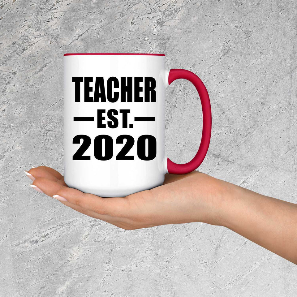 Teacher Established EST. 2020 - 15oz Accent Mug Red