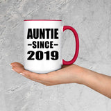 Auntie Since 2019 - 15oz Accent Mug Red