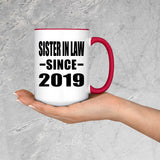 Sister In Law Since 2019 - 15oz Accent Mug Red