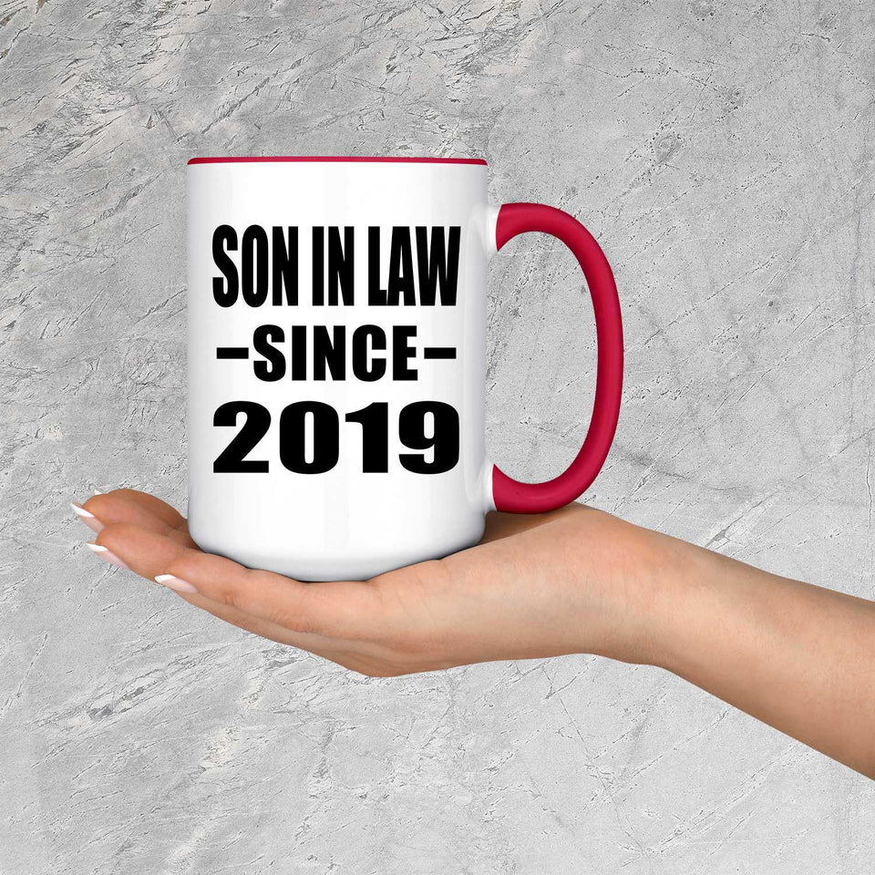 Son In Law Since 2019 - 15oz Accent Mug Red