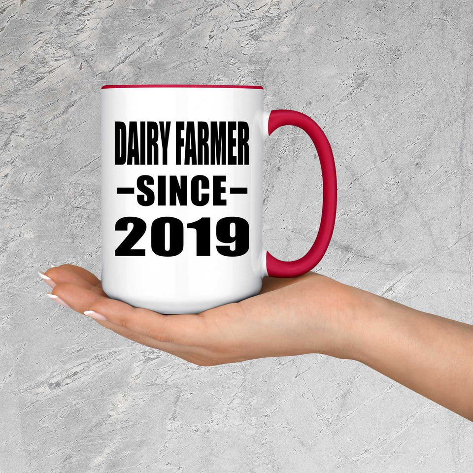 Dairy Farmer Since 2019 - 15oz Accent Mug Red