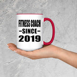 Fitness Coach Since 2019 - 15oz Accent Mug Red