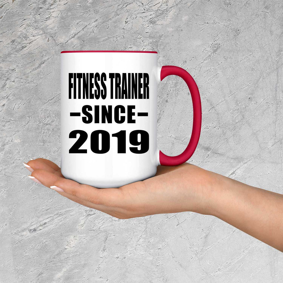 Fitness Trainer Since 2019 - 15oz Accent Mug Red