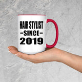 Hair Stylist Since 2019 - 15oz Accent Mug Red