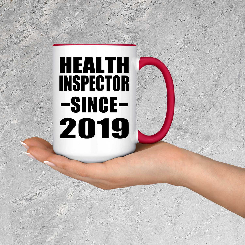 Health Inspector Since 2019 - 15oz Accent Mug Red