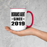 Insurance Agent Since 2019 - 15oz Accent Mug Red