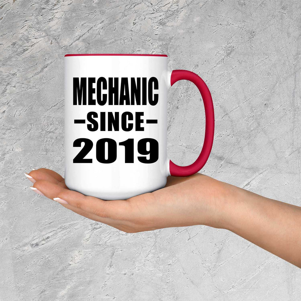 Mechanic Since 2019 - 15oz Accent Mug Red