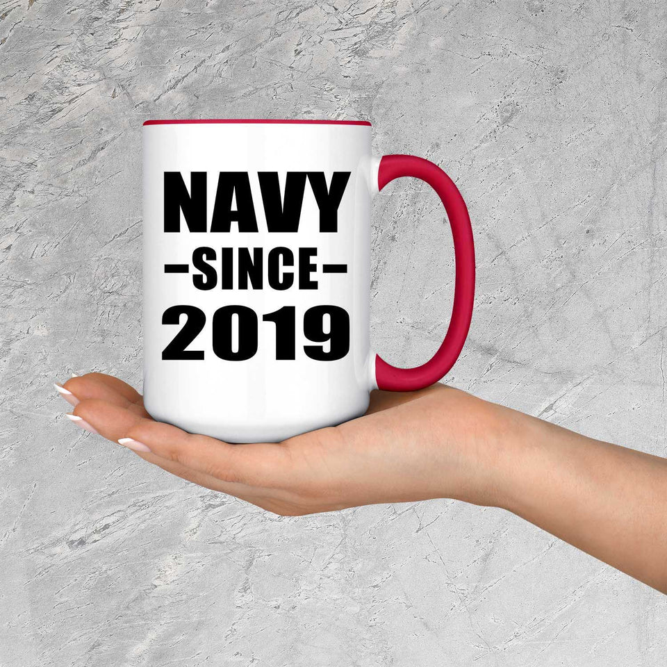 Navy Since 2019 - 15oz Accent Mug Red