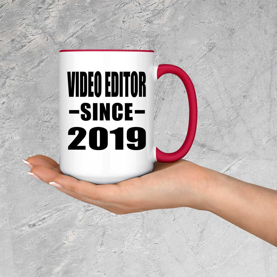 Video Editor Since 2019 - 15oz Accent Mug Red