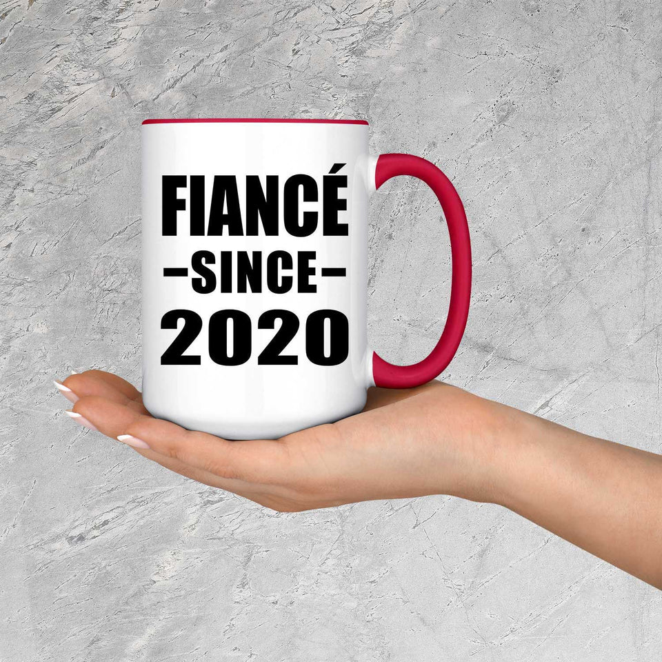 Fiance Since 2020 - 15oz Accent Mug Red