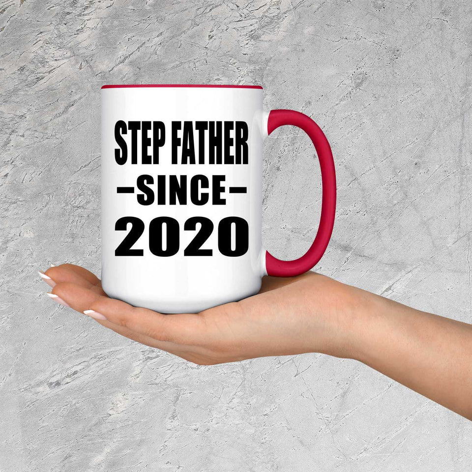 Step Father Since 2020 - 15oz Accent Mug Red