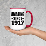 107th Birthday Amazing Since 1917 - 15oz Accent Mug Red