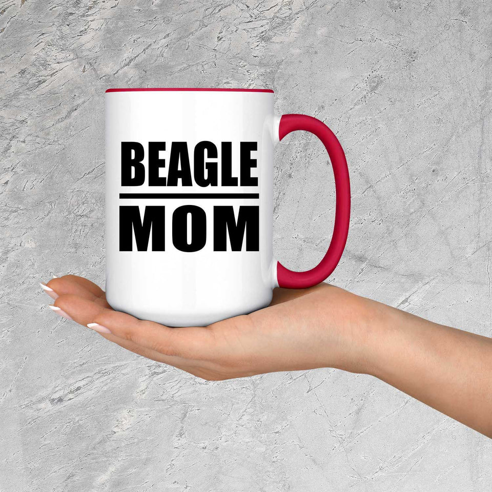 Beagle Mom - 15oz Accent Mug Red