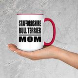 Staffordshire Bull Terrier Mom - 15oz Accent Mug Red