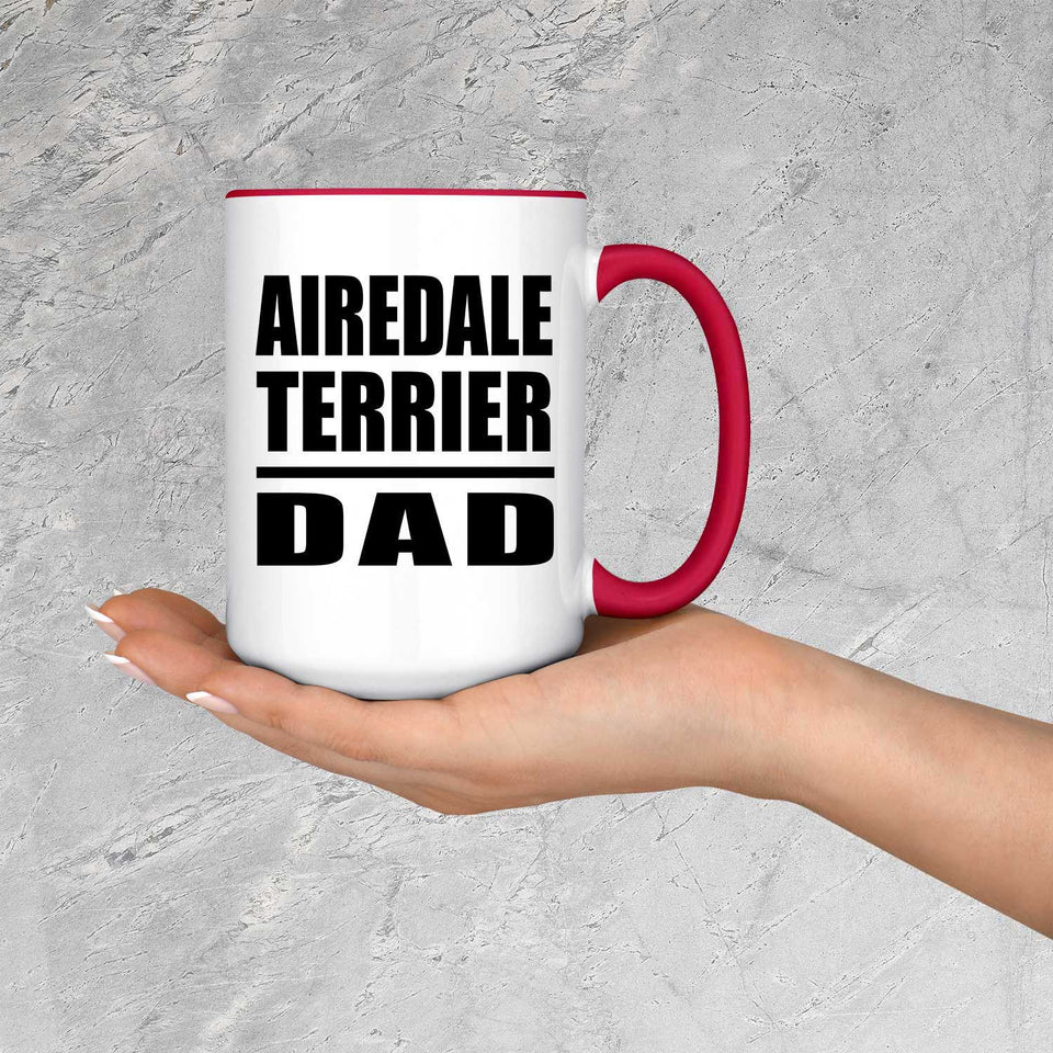 Airedale Terrier Dad - 15oz Accent Mug Red