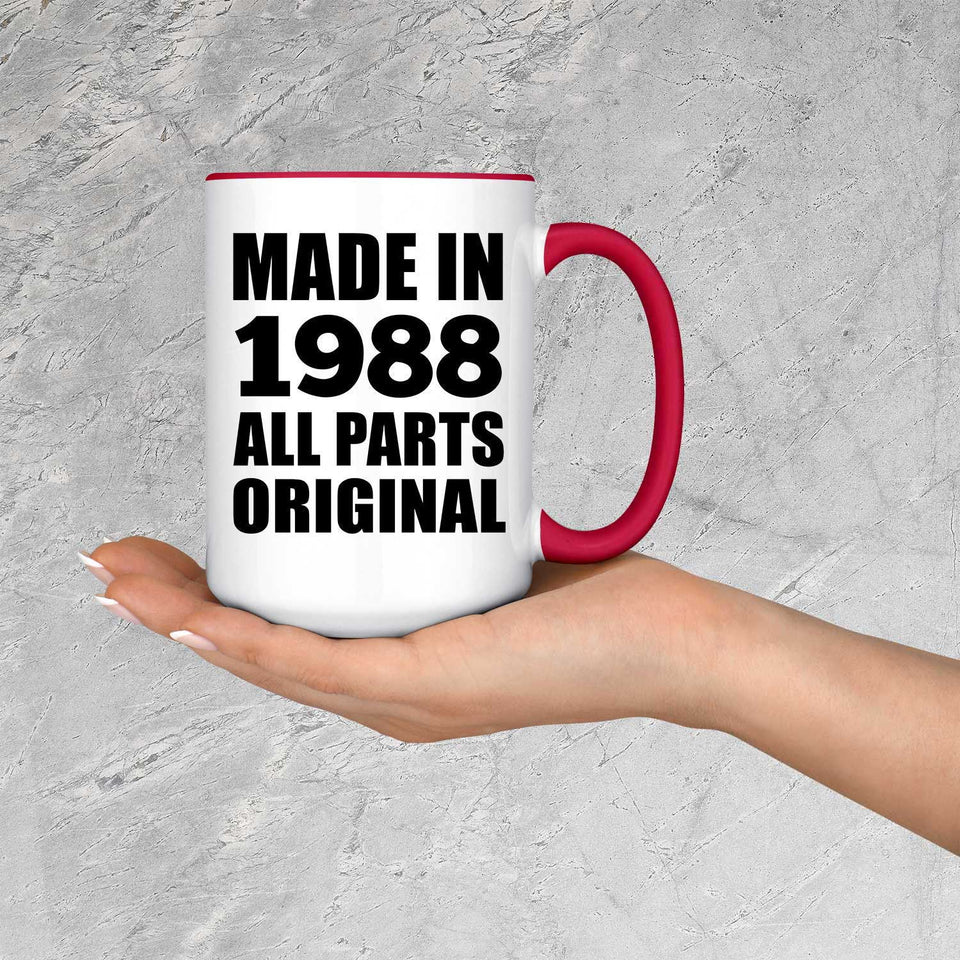 36th Birthday Made in 1988 All Parts Original - 15oz Accent Mug Red