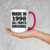 26th Birthday Made in 1998 All Parts Original - 15oz Accent Mug Red