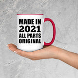 3rd Birthday Made in 2021 All Parts Original - 15oz Accent Mug Red