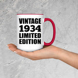 90th Birthday Vintage 1934 Limited Edition - 15oz Accent Mug Red