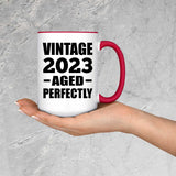 1st Birthday Vintage 2023 Aged Perfectly - 15oz Accent Mug Red