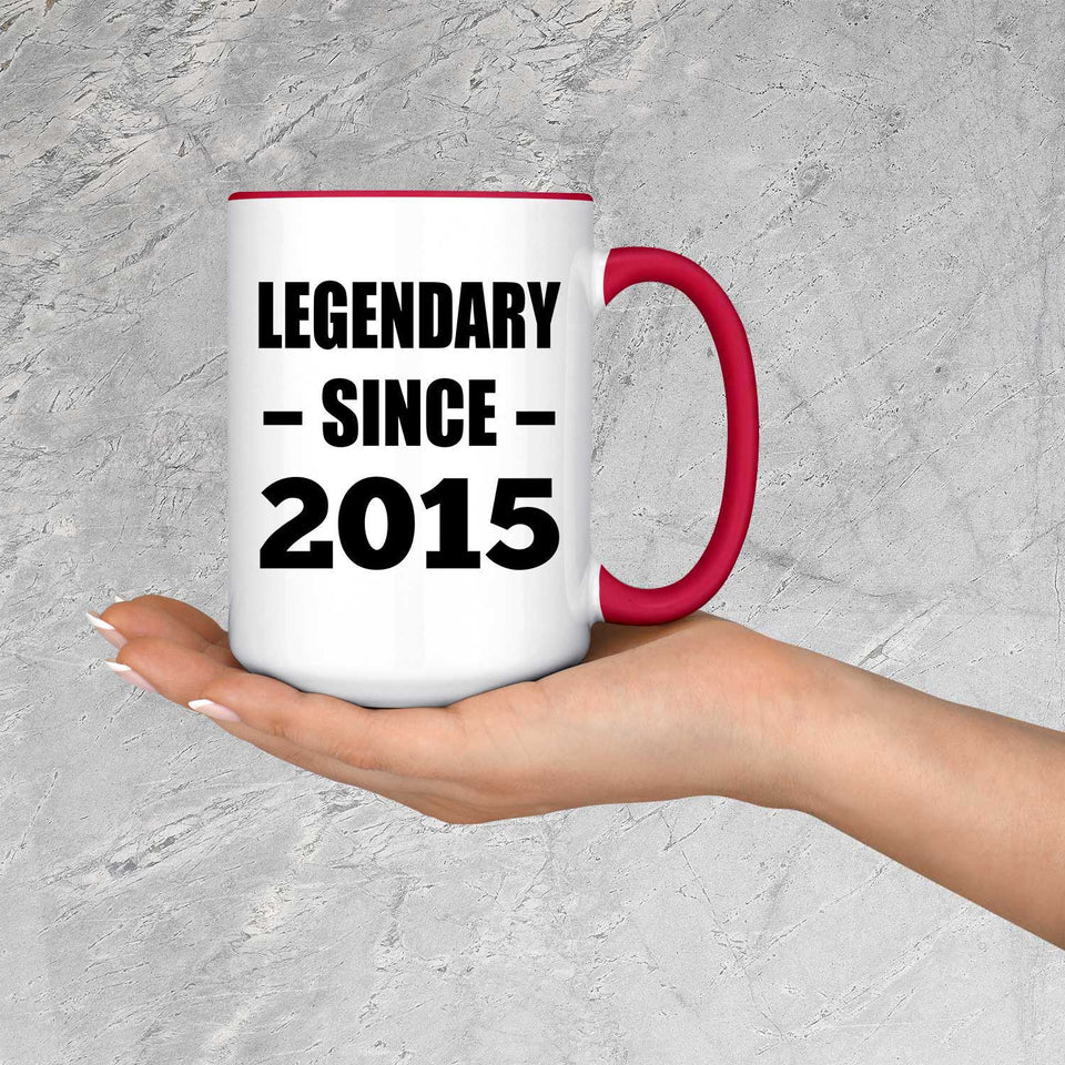 9th Birthday Legendary Since 2015 - 15oz Accent Mug Red