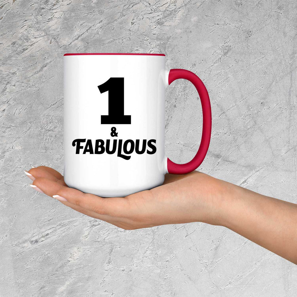 1st Birthday 1 & Fabulous - 15oz Accent Mug Red