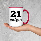21st Birthday 21 & Fabulous - 15oz Accent Mug Red