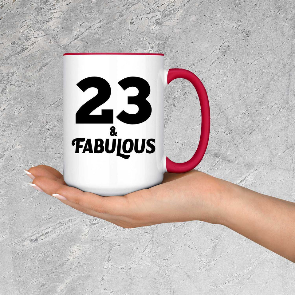 23rd Birthday 23 & Fabulous - 15oz Accent Mug Red