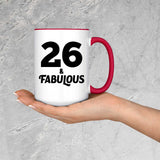 26th Birthday 26 & Fabulous - 15oz Accent Mug Red