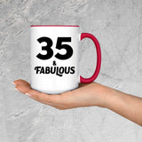 35th Birthday 35 & Fabulous - 15oz Accent Mug Red