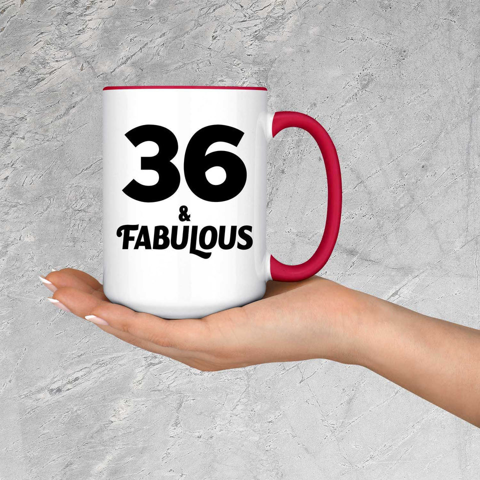 36th Birthday 36 & Fabulous - 15oz Accent Mug Red