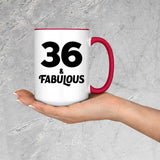 36th Birthday 36 & Fabulous - 15oz Accent Mug Red