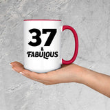37th Birthday 37 & Fabulous - 15oz Accent Mug Red