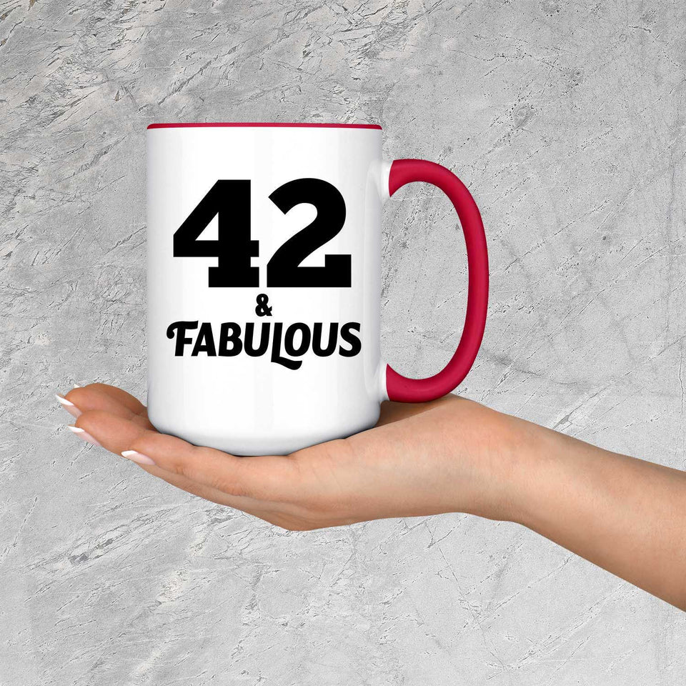 42nd Birthday 42 & Fabulous - 15oz Accent Mug Red