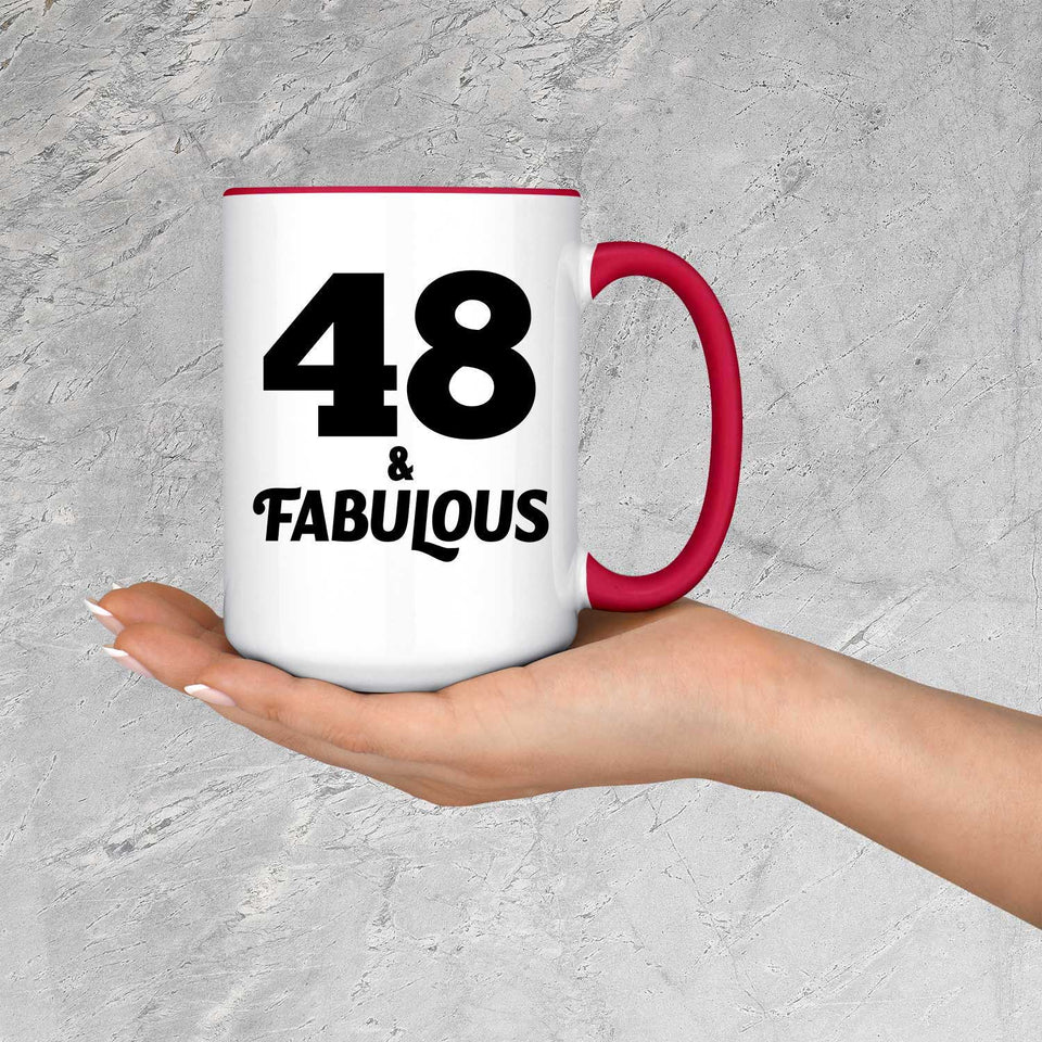 48th Birthday 48 & Fabulous - 15oz Accent Mug Red