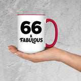 66th Birthday 66 & Fabulous - 15oz Accent Mug Red