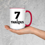 7th Birthday 7 & Fabulous - 15oz Accent Mug Red