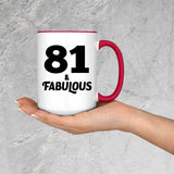 81st Birthday 81 & Fabulous - 15oz Accent Mug Red