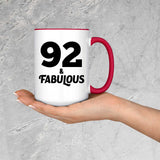 92nd Birthday 92 & Fabulous - 15oz Accent Mug Red