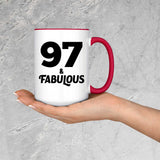 97th Birthday 97 & Fabulous - 15oz Accent Mug Red